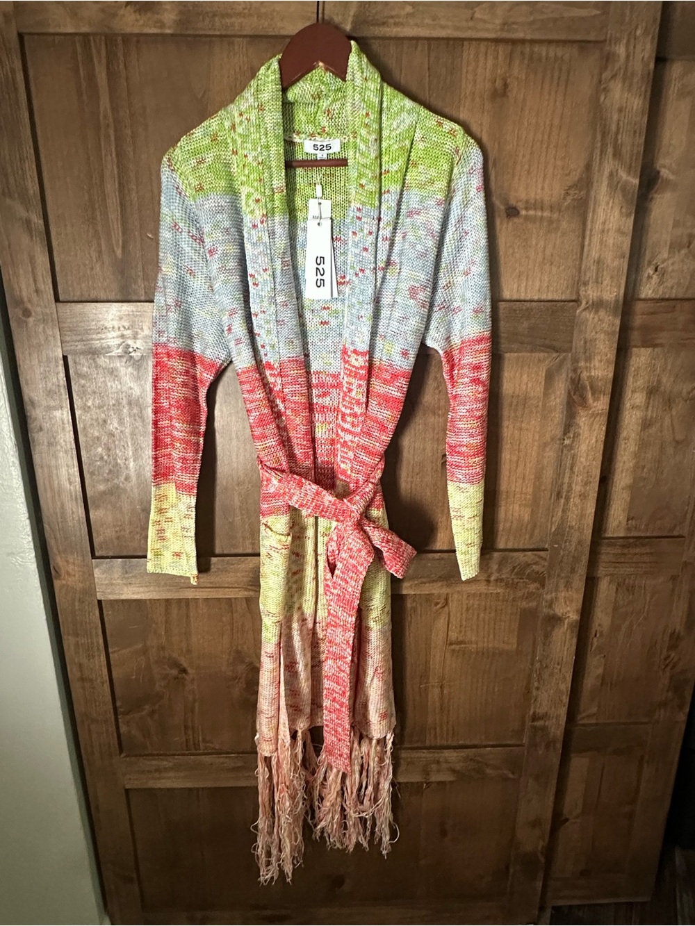 NWT 525 America Revolve Duster Kimono Small Fringe Festival Boho Oversized Belt